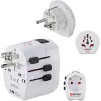Hama World Travel Adapter Pro Light USB 3-Pin - matkasovitin, valkoinen