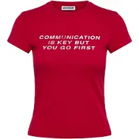 Weekday Boxy Printed Short-Sleeved T-Shirt - Red - L