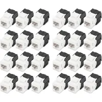 Digitus Suojaamaton UTP Cat6 Keystone-liitinmoduuli, Tool-free, musta/valkoinen, 24kpl