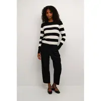 Kaffe Kalizza Striped Knit Pullover - Black - L