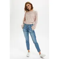Cream Crtiley Lace Blouse - Pink - 46