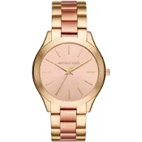 Michael Kors Slim Runway -kolmiviisarillinen kaksiv rinen ruostumattomasta ter ksest valmistettu naisten rannekello (malli: MK3493)