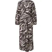 Lindex Long-Sleeved Midi Dress In Seersucker - Brown - L