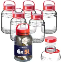 Hobby Hall Purkki Lasipurkki 5L korkilla ja kahvalla kaalin peittaukseen Pakkaus 6 kpl