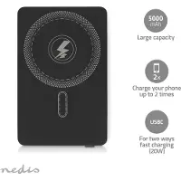 Nedis Virtapankki 5000 mAh 1.67 / 2.22 / 3.0 A Laitteen lähtövirran liittimet: 1x USB-C Laitteen tulovirran liittimet: 1x USB-C Lithium-Polymer