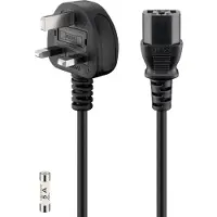 Goobay Power cable UK cable for refrigeration equipment, 1.5 m, black - Cable length 1.5 m