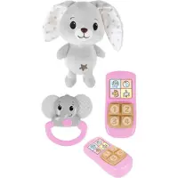 Toi-Toys Little Stars Baby Cuddly Toy Plush Rabbit with Rattle and Telephone 3-piece.