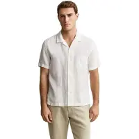 Gant Reg Gmnt Dyed Linen Ss Camp Shirt - White - L