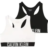 Calvin Klein Underwear Rintaliivit 'Logo Racerback Bralettes' musta / valkoinen