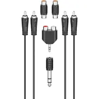 Hama 2x RCA kullattu -audiokaapeli, 2,5 m, musta