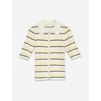 Vero Moda Awhanna 2/4 Zip Stripe Knit Cardigan - Cream - L