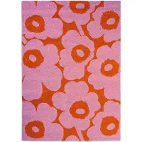Marimekko Unikko matto ulkokäyttöön Pink-oranssi, 160x230 cm