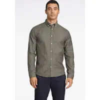 Lindbergh Yarn Dyed Oxford Superflex Shirt L/S - Khaki green - L