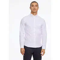 Lindbergh Yarn Dyed Oxford Superflex Shirt L/S - White - L