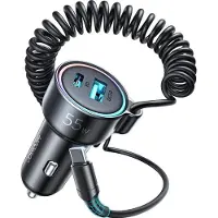 JOYROOM JR-CL07 3-in-1 langallinen nopea autolaturi 72W - USB-C, USB-A - musta