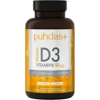 Puhdas+ Premium D3-vitamiini 50 µg, 120 kaps