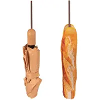 Kikkerland - Baguette Umbrella - Tan - 5.75 cm x 30.5 cm closed, 34 x 18.5 x 17 cm opened