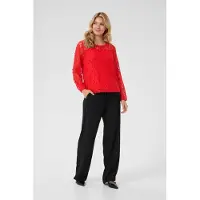Cream Crkit Lace Ls Blouse - Red - S