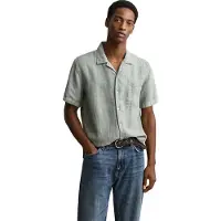 Gant Reg Gmnt Dyed Linen Ss Camp Shirt - Green - M