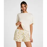 Hunkemoller Pj Ss Short Vis Daisy - Cream - L
