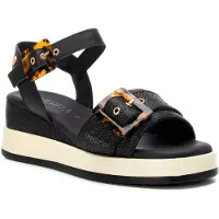 Carmela for woman. 16222701-NEGRO Sandals 162227 black (36), Fabric, 5 to 8 cm, Buckle, Casual
