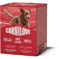 Carnilove 16x300g Dog Paté annospussit kalkkunalajitelma (4 lajiketta)