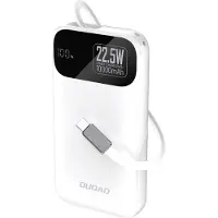 Dudao K31 10000 mAh 22.5W PD Powerbank sisäänrakennetulla USB-C-kaapelilla - Valkoinen