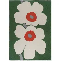 Marimekko Unikko 60th Anniversary matto ulkokäyttöön 250 x 350 cm, vihreä