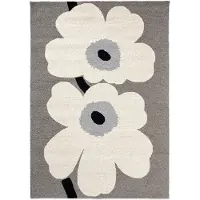 Marimekko Unikko 60th Anniversary matto ulkokäyttöön 160 x 230 cm, harmaa