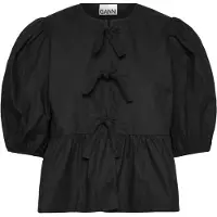 Ganni Cotton Poplin Peplum Blouse - Black - 40
