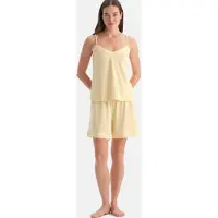 Dagi Pyjamashortsit pastellinkeltainen / valkoinen