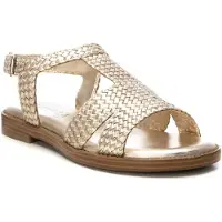 Carmela for woman. 16219902-ORO Gold 162199 Leather Sandal (41), Flat, Buckle, Casual