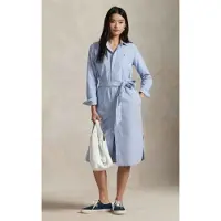 Ralph Lauren for woman. 211928804002 Cotton shirt dress with blue belt (30), Casual, Long sleeve