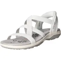 SKECHERS for woman. 163460 Reggae Slim Sandals - Stretch Flex white (38), Flat, None, Casual