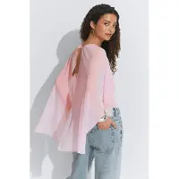 Gina Tricot Chiffon Cape Top - Pink - M