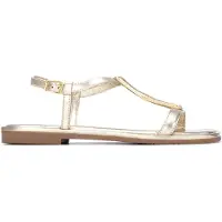 Carmela for woman. 16329003-ORO Leather Sandals 163290 golden (35), Flat, Buckle, Casual, Classic