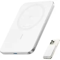 Anker 5000 mAh Nano MagGo Power Bank Slim, varavirtalähde, Qi2, USB-C, valkoinen