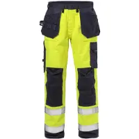 Fristads Palosuojatut High Vis rakentajan housut lk 2 2584 FLAM Huomiokeltainen/Laivastonsininen C156