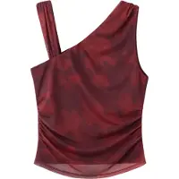 Mango Asymmetric Printed Top - Burgundy - M