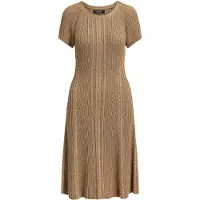 Ralph Lauren Cable & Rib-Knit Short-Sleeve Dress - Brown - L