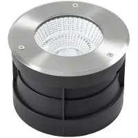 Arcchio LED-lattia-upotusspotti Thentos, Ø 18 cm, 60°, nikkeli, IP67 Thentos, Alumiini/harmaa/sinkki, Ruostumaton teräs