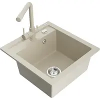 Mexen Vito yksi-allasinen graniittinen keittiöallas ja keittiöhana Duero, beige - 6503-69-671600-69