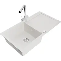 Mexen Leo Graniittinen 1-osainen tiskiallas valutusalueella ja keittiöhanalla Duero, valkoinen - 6501-20-671600-00