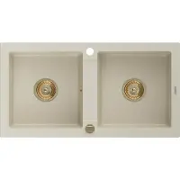 Mexen Mario 2-osainen graniittiallas 820 x 436 mm, beige, kultainen sifoni - 6504822000-69-G