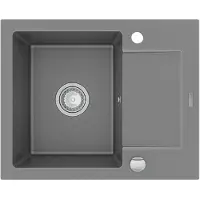 Mexen Enzo graniittinen 1-kammioinen tiskiallas valutustasolla 576 x 465 mm, harmaa, kromisifoni - 6506571005-71