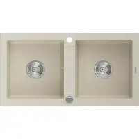Mexen Mario 2-osainen graniittinen keittiöallas 820 x 436 mm, beige, kromisifoni - 6504822000-69