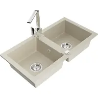 Mexen Mario 2-osainen graniittikeittiöallas ja keittiöhana Rita, beige - 6504-69-670300-00