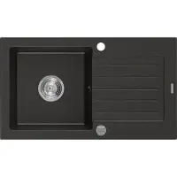 Mexen Pablo graniittinen 1-allas ja valutusalusta, 752 x 436 mm, musta/kulta metallinhohto, kromiseosifoni - 6510751010-75