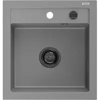 Mexen Vito graniittitiskiallas 1-allas 520 x 490 mm, harmaa, musta sifoni - 6503521000-71-B
