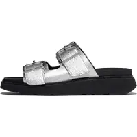 FitFlop for woman. A2T-011 Gen-FF Buckle Sandals in silver leather (38), 1 to 3 cm, None, Casual